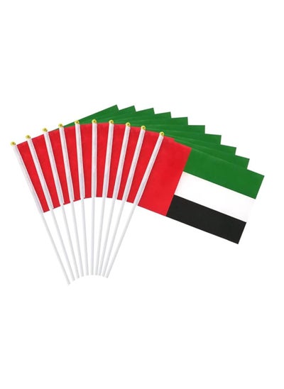 Buy 12 Pieces UAE Flag For National Day Celebration Hand Waving Desk Flags 14X21CM in UAE