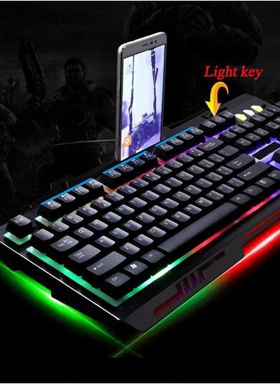 اشتري XO Model X20 multi-color RGB metal gaming keyboard with a place to place a mobile phone في مصر