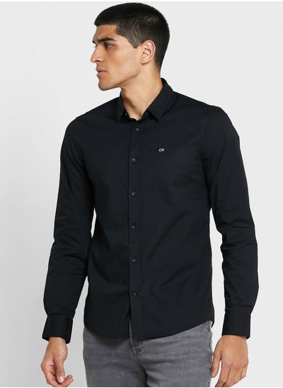 Buy Logo Stretch Poplin Slim Shirt in UAE