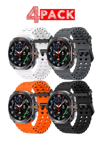 اشتري (لساعة Samsung Galaxy Watch 7 Ultra) مجموعة من 4 أحزمة سيليكون ناعمة من Ocean Sport Silicone Replacement Strap في الامارات