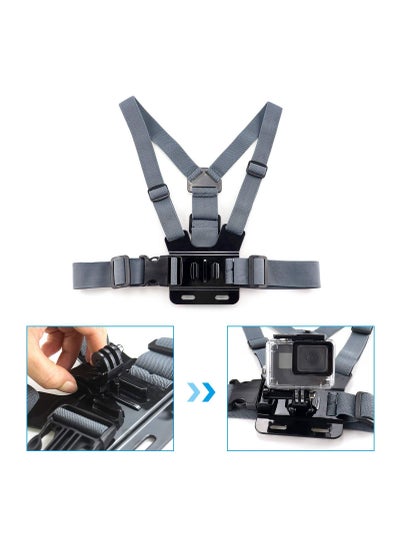 اشتري Chest Harness Mount Adjustable Chesty Strap Breathable Material Action Cameras Elastic Compatible with GoPro Hero10, Hero 9, Hero 8, Hero 7 Black, 7 Silver, 7 White, Hero 6/5/4 Session, 3+, 3/2/1 Hero في الامارات