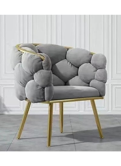 Buy Velvet Accent Chair with Gold Metal Legs,Lounge Chair for Bedroom,Elegant Comfy Single upholstered Chair,for Living Room/Makeup Room/Home Office in UAE