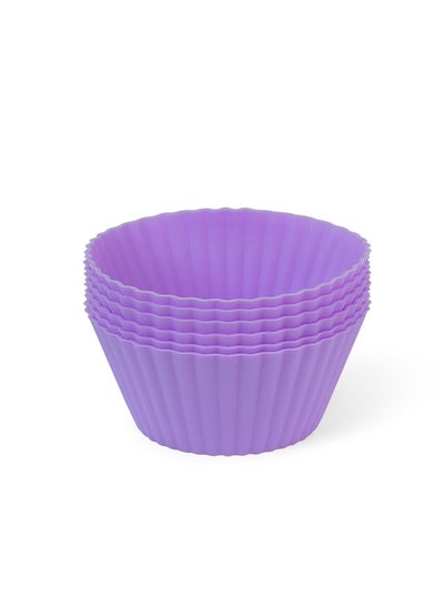 Buy 6-Piece Cupcake Molder, Silicone Cupcake Muffin Baking Cups, Reusable Non-Stick Cake Molds Sets, Baking Cup Liner Molds in UAE