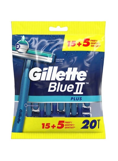 Buy Blue II Plus Mens Disposable Razors 15+5 Count in UAE