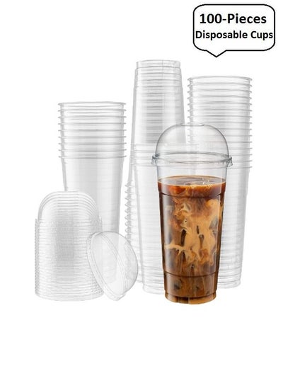 Buy 100 Pieces Multi Purpose Disposable Thickened Transparent Plastic Cup in UAE