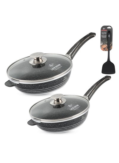 اشتري Premium Deep Frying Pans with Lids – Durable Multi-Layer Granite Coating Fry Pans في الامارات