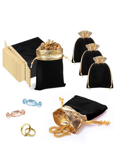 Buy 30 Pcs 3 Style Velvet Gift Bags Organza Bags With Drawstrings, Wedding Favor Bags With Drawstring, Premium Jewelry Pouches Party Festival Gift Bags Candy Bags (Black) in UAE