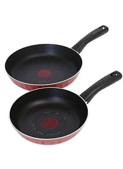 Buy Tempo Flame Non-Stick Frying Pan Set 2 Pieces Black/Red Large Frying Pan 26cm, Frying Pan and Small Frying Pan 22cm Black/Red in Saudi Arabia