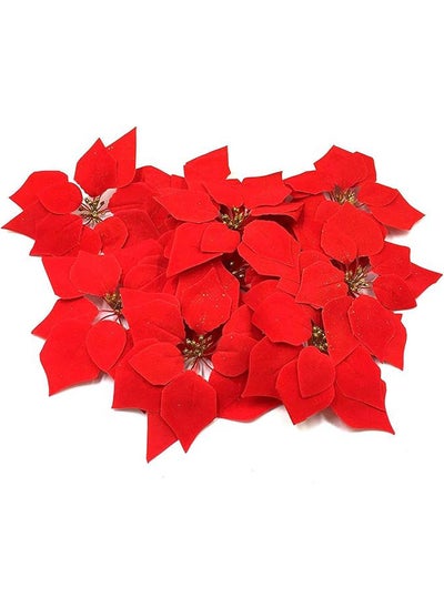 Buy Fabseller Artificial Christmas Flowers Artificial Poinsettia Floral Heads 12 Pcs in Egypt