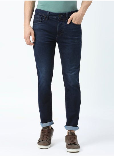 Buy Mid Rise Low Fade Jeans with Button Closure in Saudi Arabia