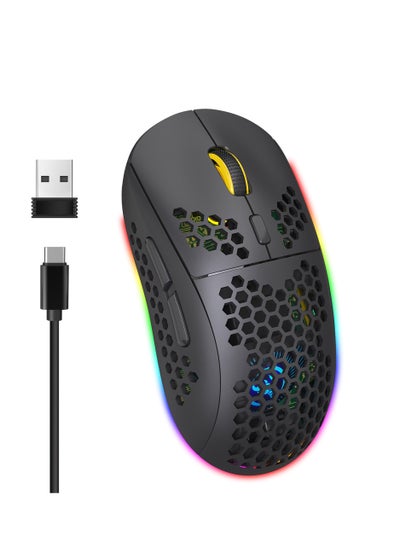 اشتري Wireless Bluetooth Gaming Mouse Rgb Lighting Mouse with 4 Adjustable DPI for Desktop Laptop Black في الامارات