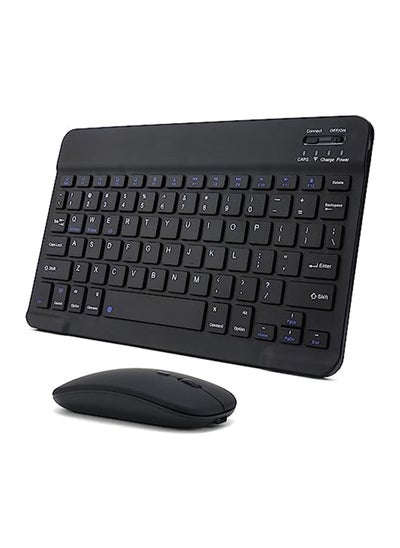 اشتري Rechargeable Bluetooth Keyboard and Mouse Combo Ultra-Slim Portable Compact Wireless Mouse Keyboard Set for Android Windows Tablet Cell Phone iPhone iPad Pro Air Mini, iPad OS/iOS 13 and Above (Black) في السعودية