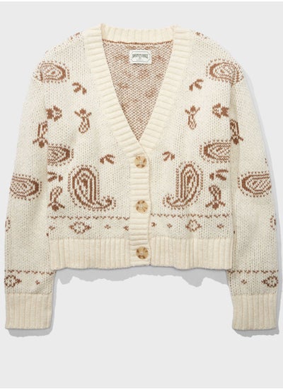 Buy Printed V-Neck Cardigan in UAE