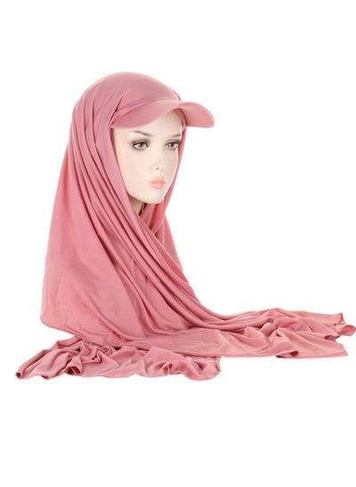 Buy Solid Color Womens Muslim Headscarf Hat With Brim in UAE