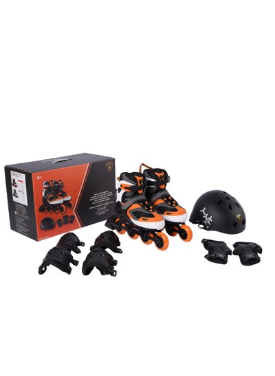 Buy Lamborghini Inline Skate Combo Set (In Line Skate+Helmet+Protector) Color -Orange- size 35-38 in UAE