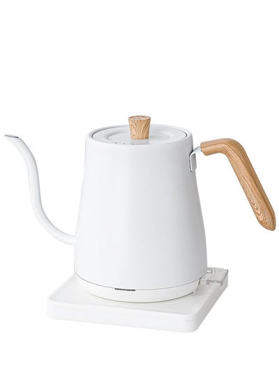 اشتري Temperature Control Electric Kettle, Pour Over Kettle with Stainless Steel Inner Lid, 1000W Rapid Heating Electric Boiler for Coffee Tea Brewing (White) في السعودية