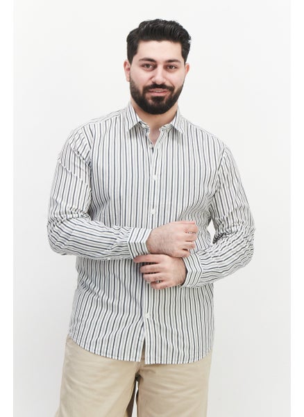 اشتري Men Regular Fit Long Sleeve Stripe Casual Shirt, White Combo في الامارات