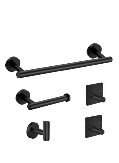 Buy Stainless Steel Round Wall Mounted Bathroom Hardware Set -SUS304-5-Pieces- Matte Black in Saudi Arabia