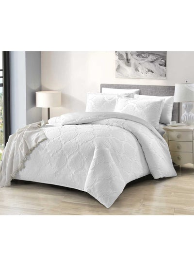 اشتري COMFY 6PC ULTRA LUXURIOUS COTTON EMBROIDERED COMFORTER SET KING SIZE WHITE في الامارات