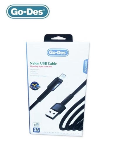 Buy Go-Des Nylon Micro USB Super Fast Data Cable 1 Meter  - Black in Saudi Arabia