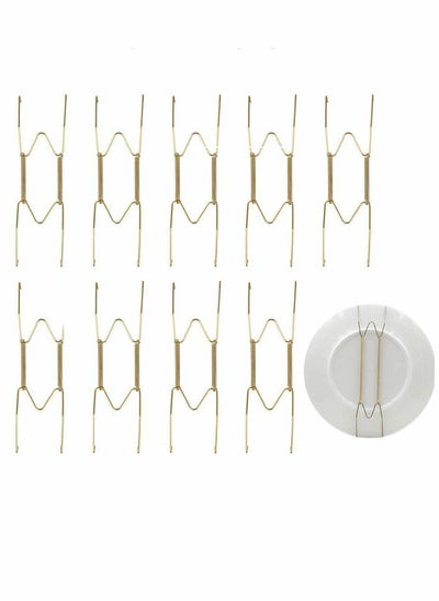 اشتري 10Pieces Invisible Plate Hangers Wall Stainless Steel Decorative Wire Holders in Various Sizes with 10 Pieces Hooks for Plates and Art في الامارات