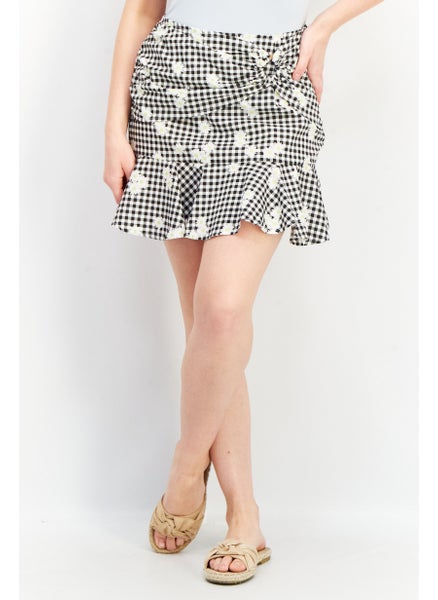 اشتري Women Textured Mini Skirt, White/Black في الامارات