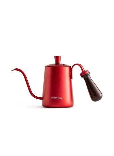 Buy CAFEDE KONA stainless steel hand brewed coffee pot Teflon long mouth fine mouth pot coffee pot 360M - red in UAE