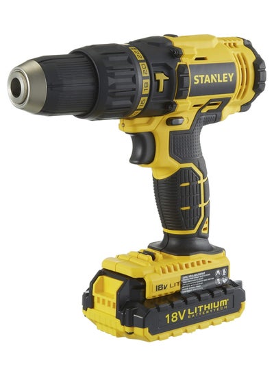 Buy Stanley 18V Cordless Li-Ion Hammer Drill with Kit Box  Wood and Concrete Drilling, Yellow Black - SCH20S2K-B5 in Saudi Arabia