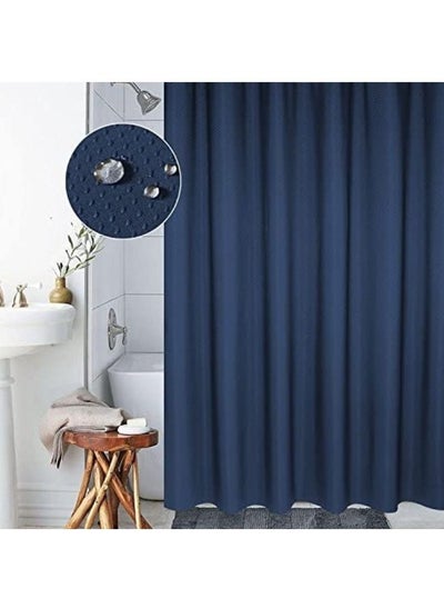 Buy Premium Shower Curtain Waterproof Thickened Polyester Fabric Durable Mildew Stain Resistant Stylish Curtain (Blue 180 x 180 cm) in UAE