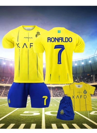 اشتري 23-24 Saudi League Away Football Kit, No.7 Ronaldo Shirt and Shorts Set for Kids and Adults في الامارات