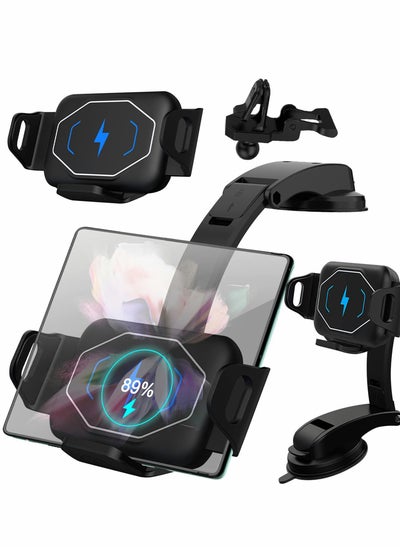 اشتري Wireless Car Charger Mount Holder Compatible for Galaxy Z Fold3 Fold2 Fold S22 Ultra Google Pixel 6 Pro, 15W Fast Charging Phone iPhone 14 13 Pro Max 12 في الامارات