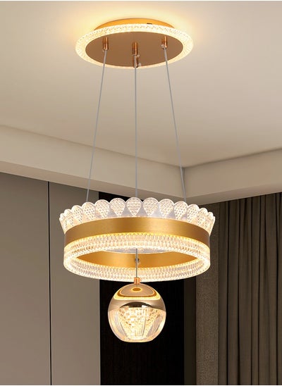 Buy Single Pendant Light Dining Room, Small LED Gold Modern Classic Pendant Light Fixtures Suitable for Kitchen Table, Adjustable Color Temperature Acrylic Pendant Lamp(48W) in UAE