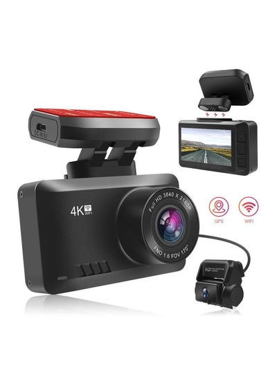 Buy 4K Dash Cam 3840*2160P Built-in GPS/WiFi Dual Dash Cam for Car,Dash Cam Front and Rear with Sony Sensor, 170° FOV, WDR, Night Vision, Parking Monitor in UAE