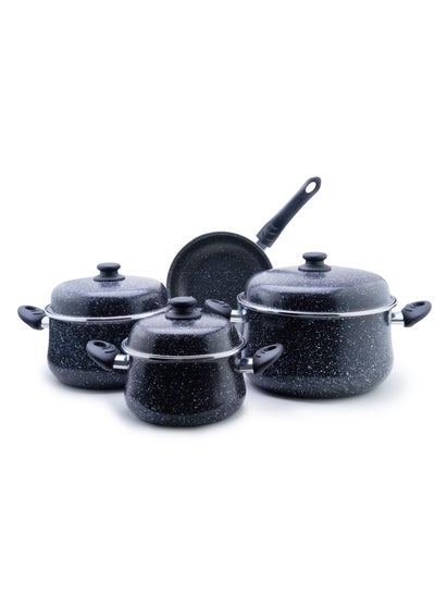 Buy 7-piece VITRINOR Steel cookware set Black in Saudi Arabia