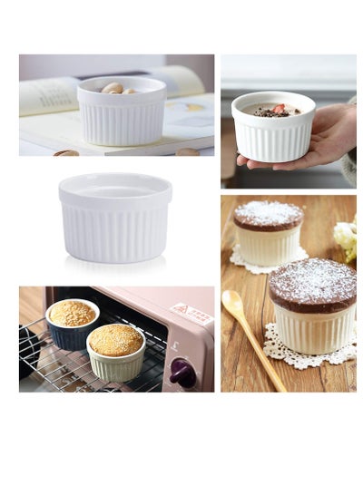 Buy AKDC Ramekins 4OZ,Set of 8, Souffle Dishes, Oven Safe Ramekin Bowls Serving For Creme Brulee, Custard, Pudding, Mini Desserts, Jam, Dips, Sauces, Ramekins For Baking in UAE
