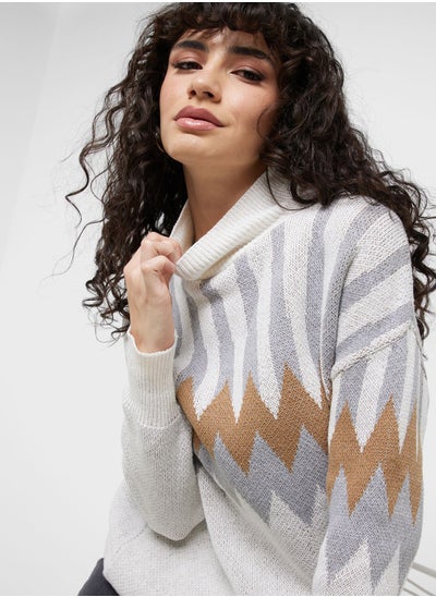 Buy Aztec Intarsia High Neck Sweater in UAE