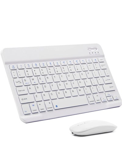 Buy Ultra-Slim Bluetooth Keyboard and Mouse Combo Rechargeable Portable Wireless Keyboard Mouse Set for Apple iPad iPhone iOS 13 and Above Samsung Tablet Phone Smartphone Android Windows (White in UAE