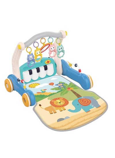 Buy Baby Playmat With Piano Music, 2 in 1 Hanging Toys and Walker for Newborns and Infants, Soft and Safe Playmat in UAE