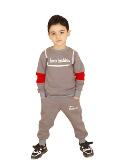 Buy Boys winter pajama - casual -  training suit for outing, clubs and home - cotton - Grey color - pockets with pants in Egypt