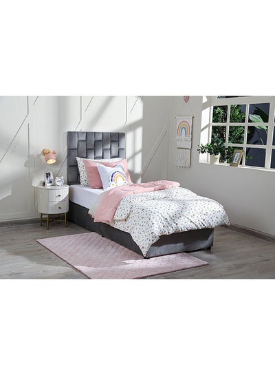 Buy Diana Single Bed Velvet Grey 90x200 cm in UAE