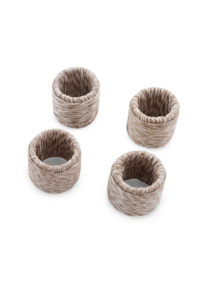 اشتري Serey 4-Peice Napkin Ring Set - Natural في الامارات