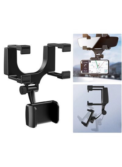 اشتري Car Rear View Mirror Mount Grip Clip, 360 Rotation Car Mount Holder, Universal Smartphone Holders Cell Phone Mount Fit في الامارات