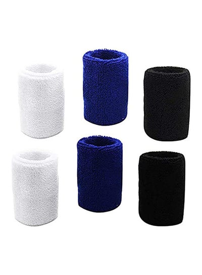 Buy Sports Wristband, Elastic Cotton Sweatband, Absorbent Wristband, Safe and Durable, Soft and Breathable, Machine Washable, Suitable for Football, Basketball, Running, Fitness, Etc, 6 Pieces, 3 Colors in Egypt