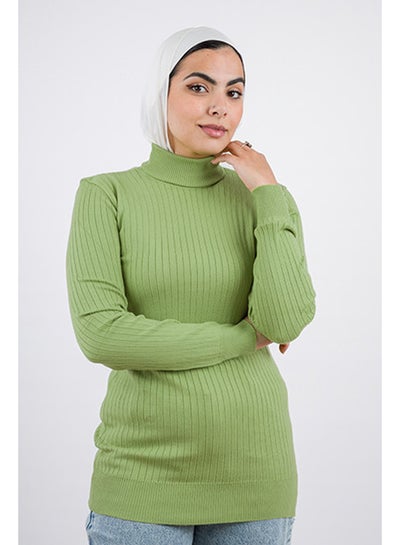 Buy Wide Short Ribbed Pullover | Free Size | LimeGreen in Egypt