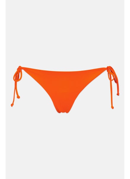 Buy Women Solid Tie Closure Bikini Bottom, Orange in UAE