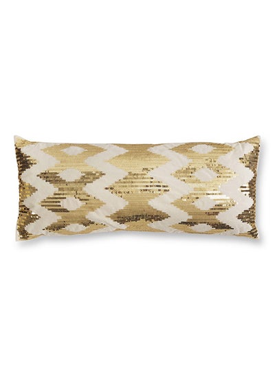 Buy Tara Filled Cushion, Ivory & Gold - 30x70 cm in UAE