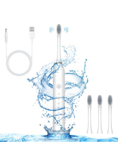 Buy Sonic Electric Toothbrushes,USB Rechargeable Ultrasonic Tooth Brush with 4 Brush Heads 6 Cleaning Modes and Smart Timer IPX7 Waterproof Cleaning Toothbrushes for Adults and Kids in Saudi Arabia