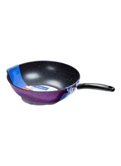 اشتري Non-Stick Granite Wok Pan With Long Backlite Handle  34Cm Black/Purple في السعودية