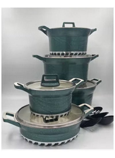 Buy 14 pieces granite cook ware set non stick gray color in Saudi Arabia