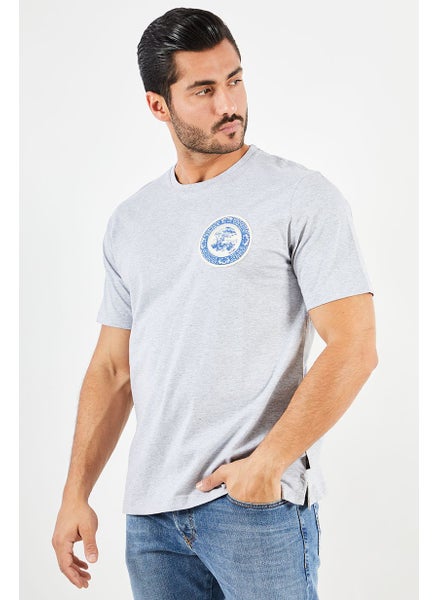 Buy Men Crew Neck Short Sleeve Heather T-Shirts, Grey Marl in UAE